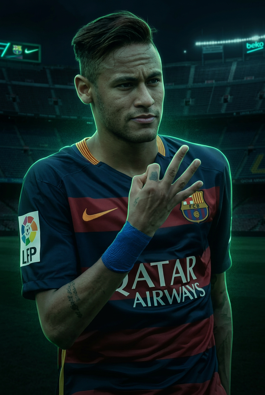 Football edit still with neon green color grade